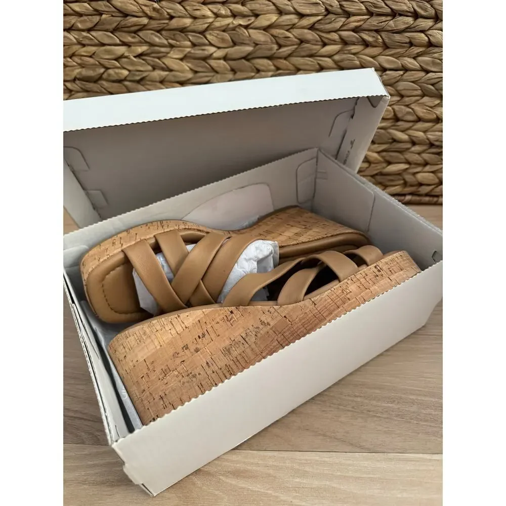 NWB! Calvin Klein Faux Leather Strappy Slide Sandals